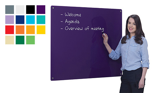 An alternative to a white board these glass writing boards are modern and sleek, magnetic and made from 4mm toughened recycled safety glass.